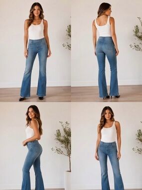 Spanx Flare Jeans Size Small Vintage Indigo Lift & Shape Pull On Flattering